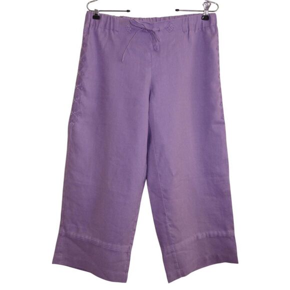 Liz Claiborne Livvy Petite Linen Cropped Pants Sz 6P - Picture 1 of 8